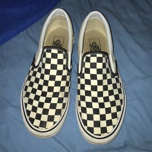 Checkerboard slip on vans